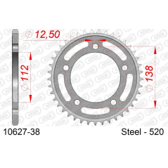 Afam Stahlkranz für Honda XADV 750 17-25, Forza 750 21-23, Integra 700-750 12-20, Kette 520, 38 Zähne