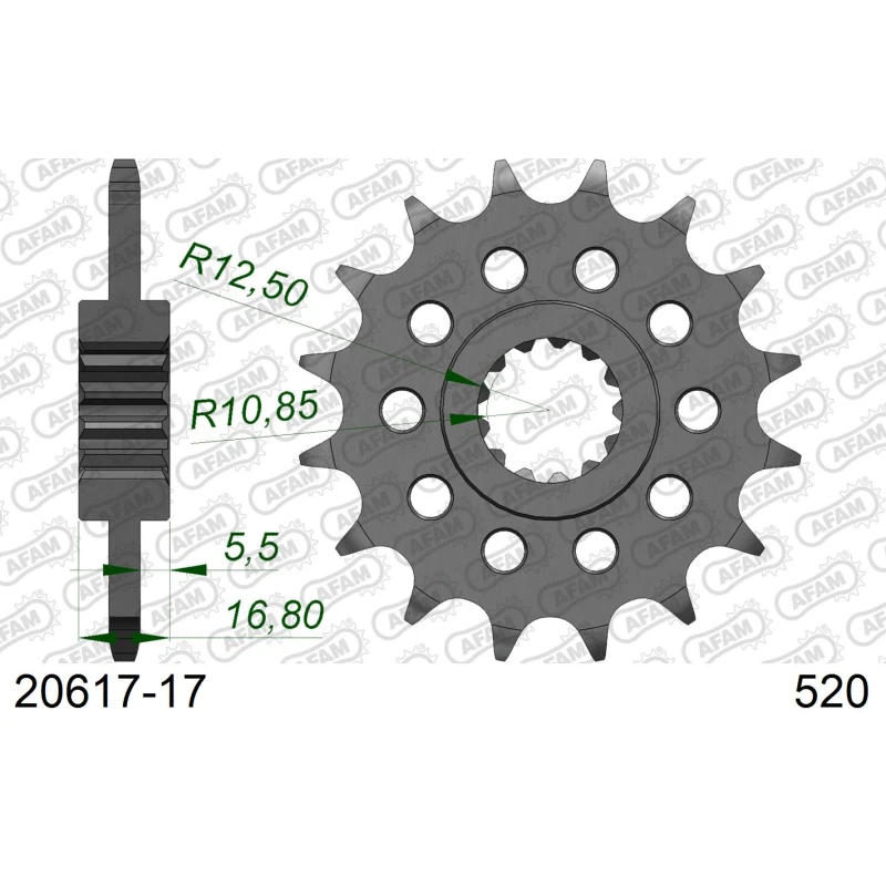 Afam Sprocket for Honda XADV 750 17-25, Forza 750 21-23, Integra 750, NC 750 / NC 750X, 17 Teeth 520 Chain Afam Sprocket for Honda XADV 750 17-25, Forza 750 21-23, Integra 750, NC 750 / NC 750X, 17 Teeth 520 Chain