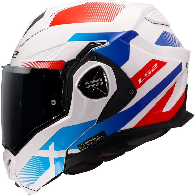 LS2 Advant X Nova modulaire helm wit, rood en blauw glanzend LS2 Advant X Nova modulaire helm wit, rood en blauw glanzend