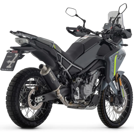 Arrow Indy Race Evo Auspuffendtopf aus dunklem Aluminium mit Endkappe aus Edelstahl, für CF Moto MT 450 2025–2026