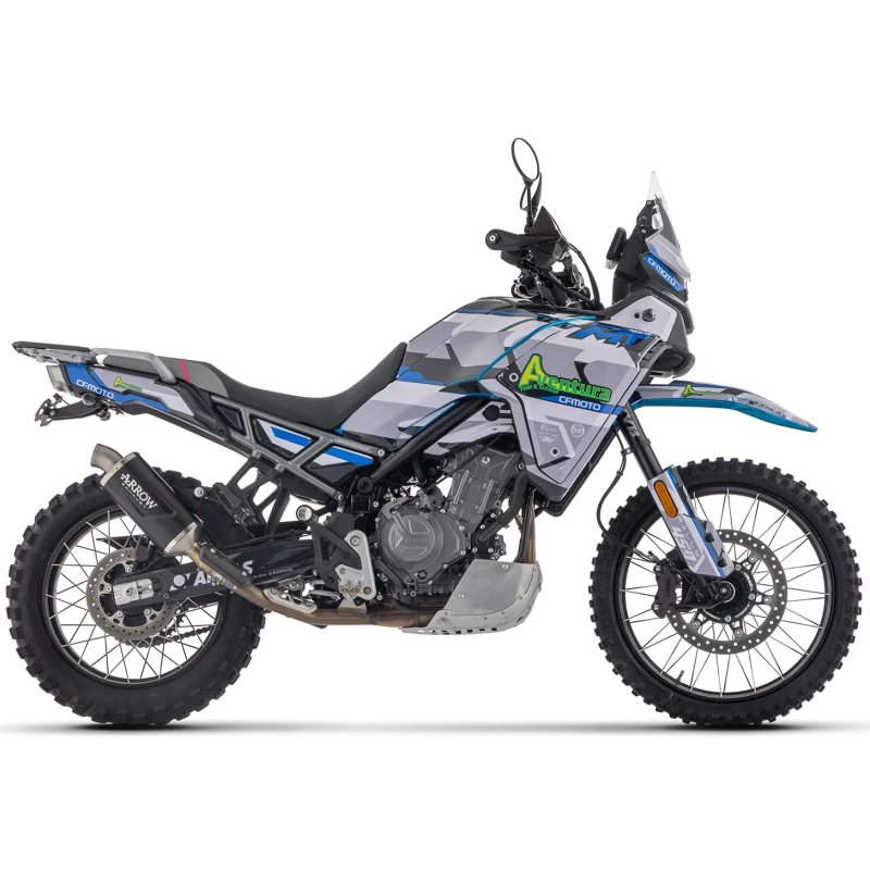 Arrow Indy Race Evo Auspuffendtopf aus dunklem Aluminium mit Endkappe aus Edelstahl, für CF Moto MT 450 2024
