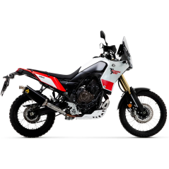Arrow Indy Race uitlaatdemper van donker aluminium met roestvrijstalen eindkap, voor Yamaha Tenere 700 21-24