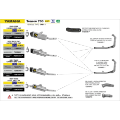 Escape Arrow Indy Race de aluminio oscuro con tapa final de acero , para Yamaha Tenere 700 21-24