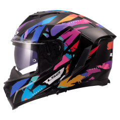 Casco integral LS2 FF818 Storm III Kaos negro púrpura azul brillante