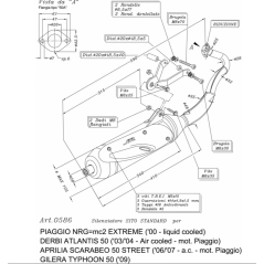 Tubo de escape Sito 0586 para motores Piaggio Zip, Typhoon, Runner, Scarabeo, Stalker 50cc