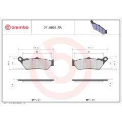 Pastillas de freno Brembo 07BB03SA sinterizadas Strada,  1 par