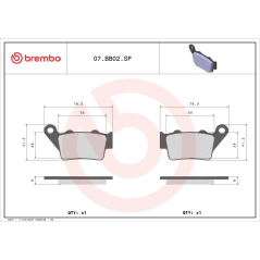 Pastillas de freno Brembo 07BB02SP Carretera trasera sinterizada,  1 par