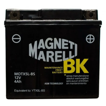 Batteria Magneti Marelli MOTX5L-BS, YTX5L-BS, 12 V 4Ah 114x70x107mm CCA 70