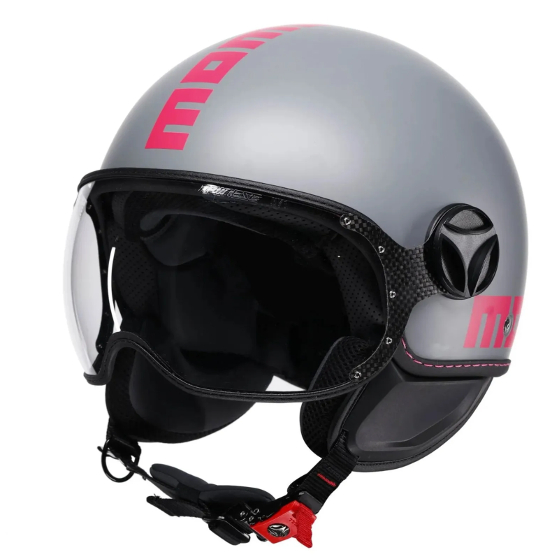 Momo Design FGTR Classic Fluo Jet Helmet Matt Grey / Fuchsia ECE2206