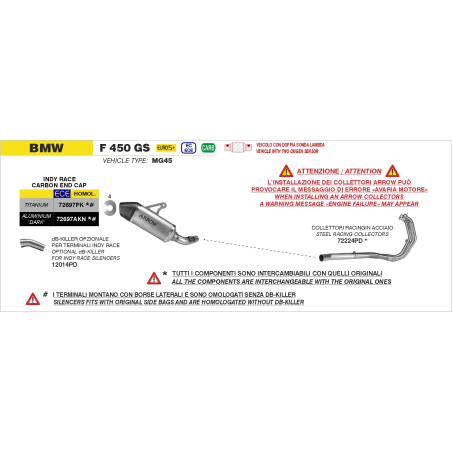 Arrow Indy Race Dark Aluminium Uitlaat voor BMW F 450 GS 2026-