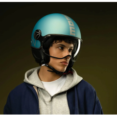 Casco Jet MOMO Design FGTR Evo Matt Spring Blue/Silver E22/06 | Rif. 21184A8030