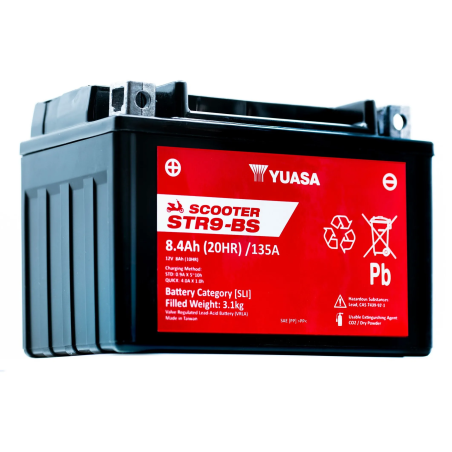 Yuasa STR9-BS YTX9-BS Scooter Accu 12V 8Ah, Pluspool Links