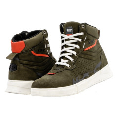 LS2 Chrome Summer Motorcycle Boots military green and black, Perforated Suede with Side Zip