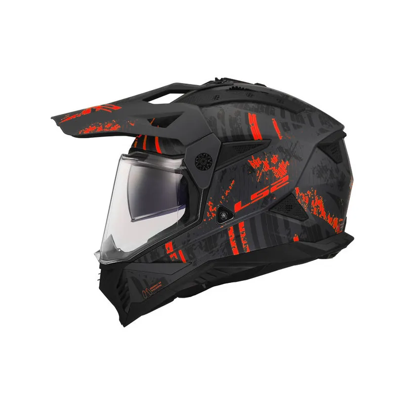 Casco Adventure LS2 MX702 Pioneer II Crazy grigio opaco rosso
