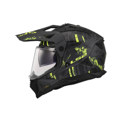 LS2 MX702 Pioneer II Adventure Motorhelm Crazy Mat zwart geel