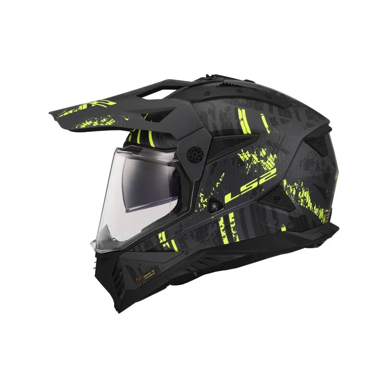 LS2 MX702 Pioneer II Adventure Helmet Crazy Matt grey yellow