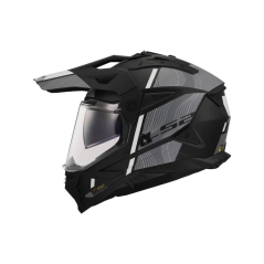 LS2 MX702 Pioneer II Adventure Motorhelm Hill mat zwart grijs