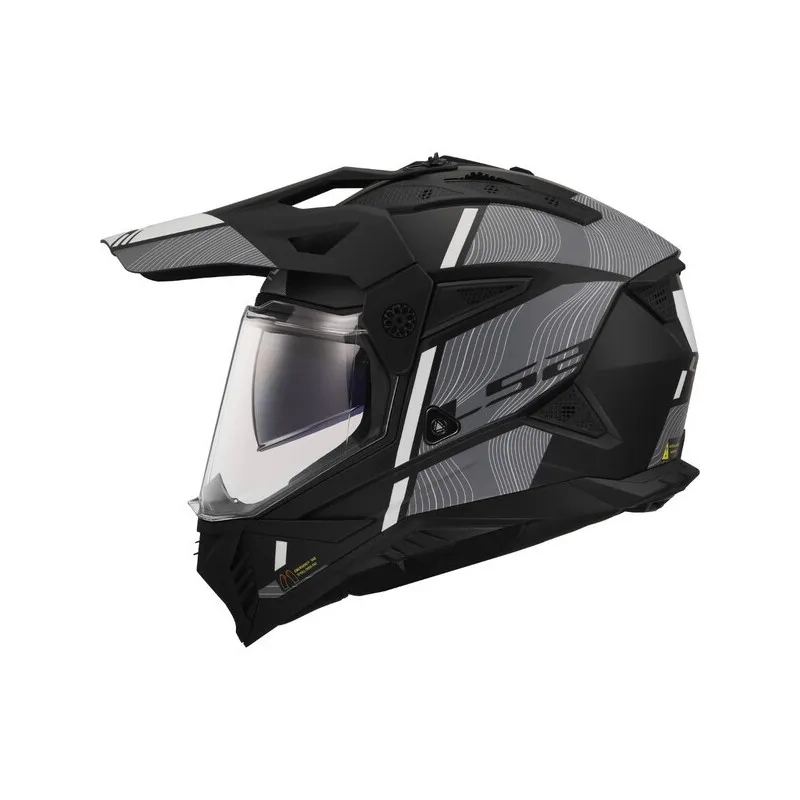LS2 MX702 Pioneer II Adventure Motorhelm Hill mat zwart grijs