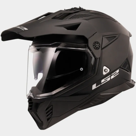 LS2 MX702 Pioneer II Adventure Motorhelm solid mat zwart