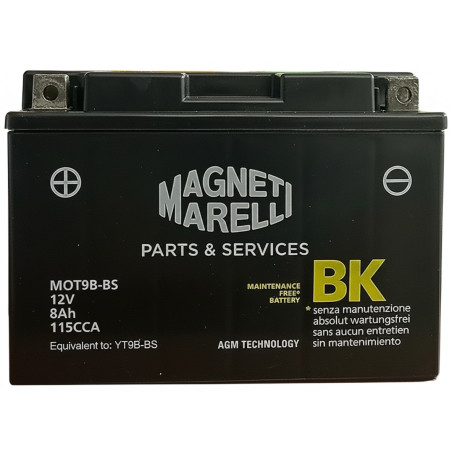 Accu Magneti Marelli YT9B-BS, MOT9B-BS 8AH, CCA 115A 150x70x105mm