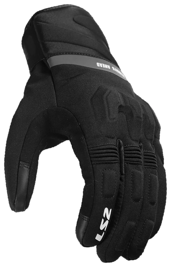 LS2 Jet III zwarte waterdichte winter motorhandschoenen, bovenkant hand