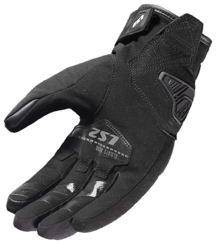 LS2 Jet III zwarte motorhandschoenen, handpalm met TPR-slider en dubbele versterking